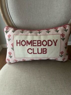 Homebody Club Decorative Needlepoint Pillow - Pink Floral